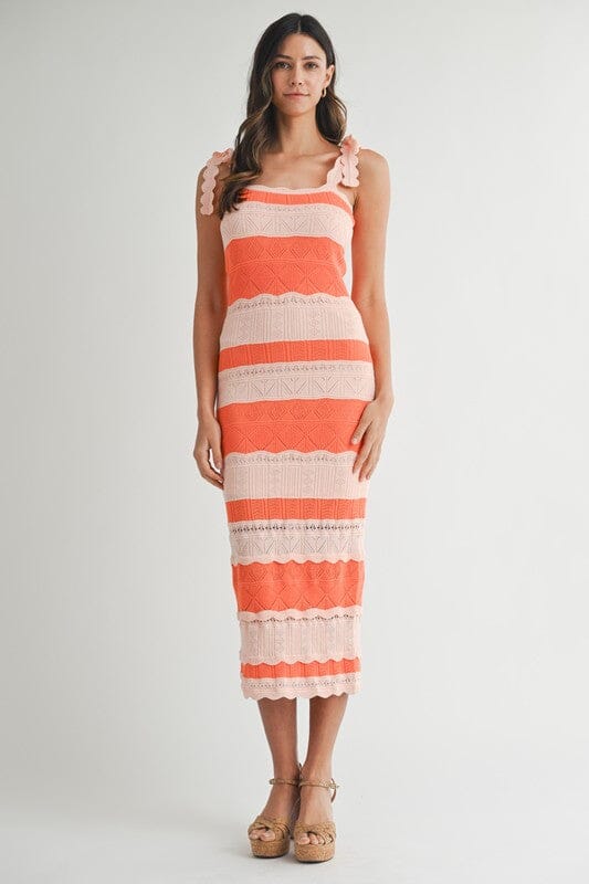 Tie Shoulder Striped Crochet Dress Mable 