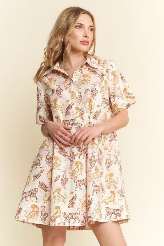 Tiger Collared Dress Jade by Jane 