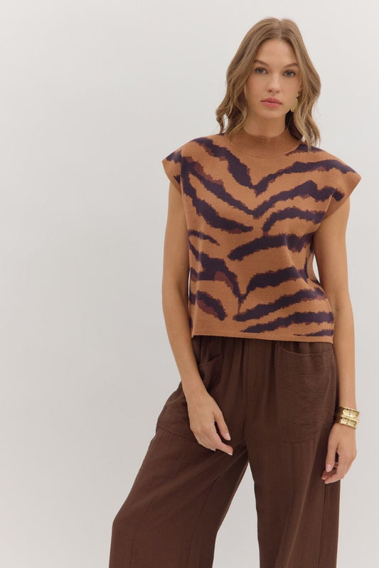 Tiger Mock Neck Sweater Entro 