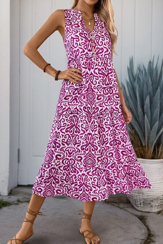 Tribal Print Midi with Buttons Wholesalesir 