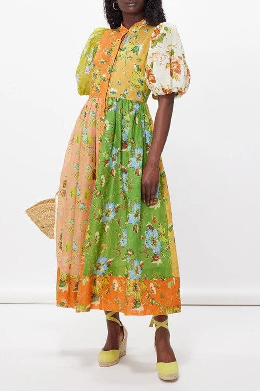 Tropical Colorblock Midi Dress Mayah Overseas 