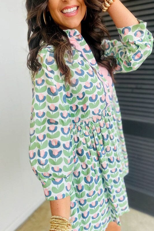 Tulip Floral Dress with Scalloped Detail Shewin 
