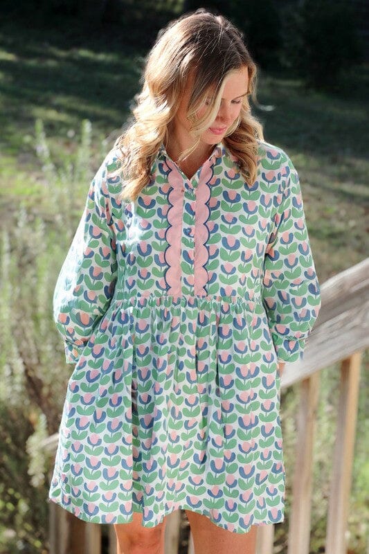 Tulip Floral Dress with Scalloped Detail Shewin 