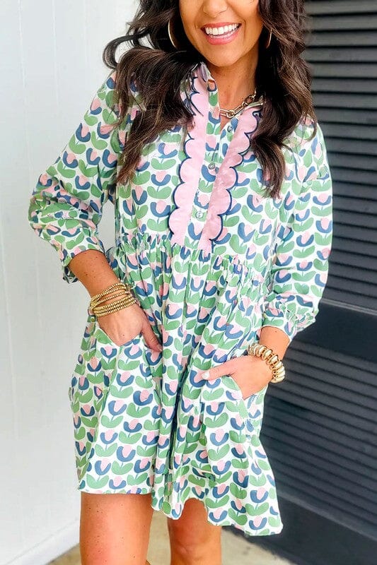 Tulip Floral Dress with Scalloped Detail Shewin 