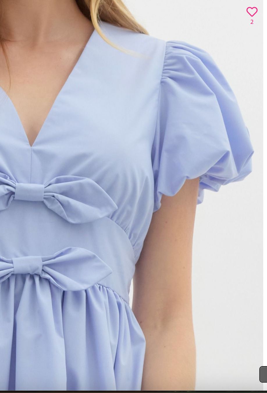 Two Bow Front Puff Sleeve Dress entro 