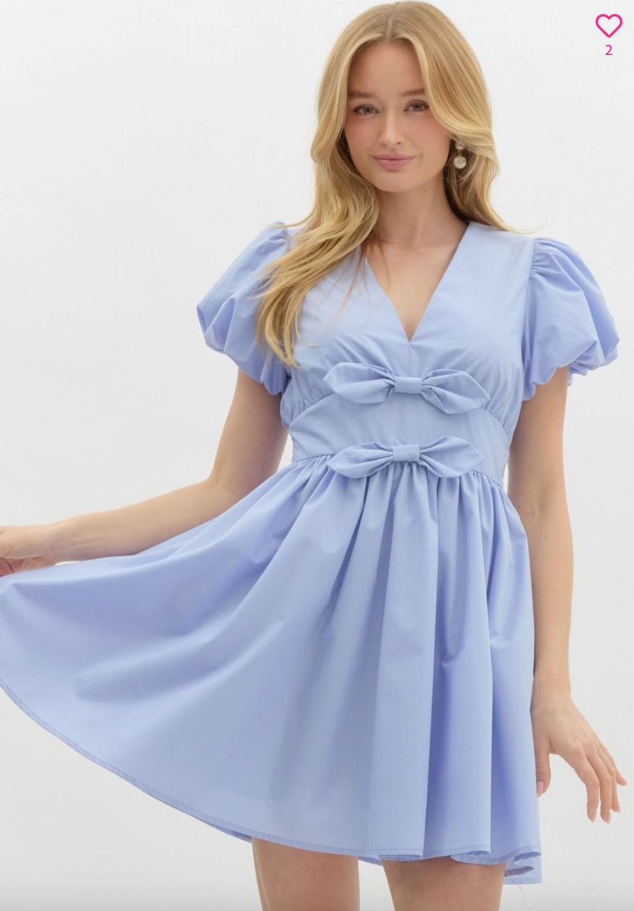 Two Bow Front Puff Sleeve Dress entro 