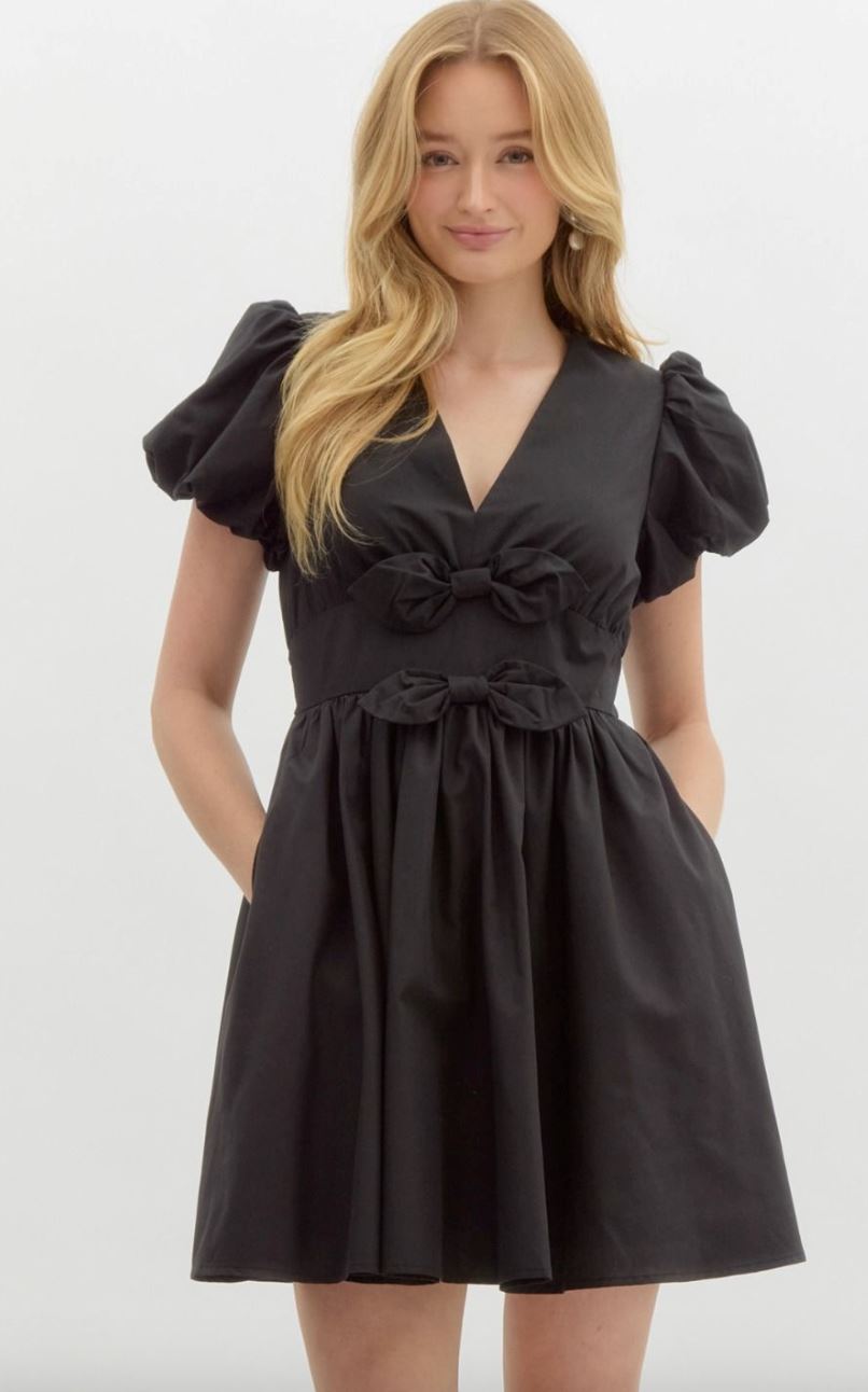 Two Bow Front Puff Sleeve Dress entro 