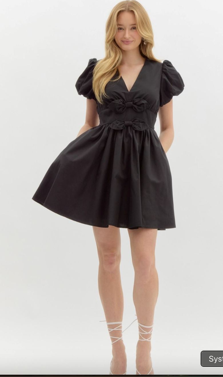 Two Bow Front Puff Sleeve Dress entro 
