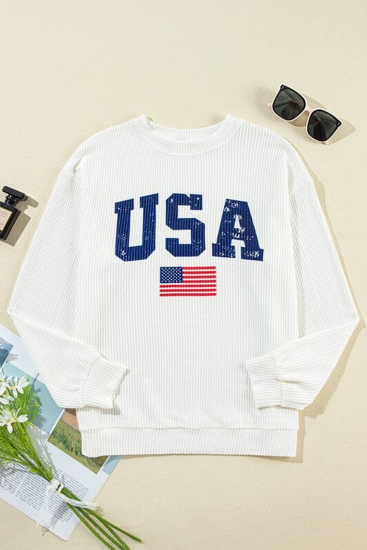 USA Flag Textured LS Tee Kentce 