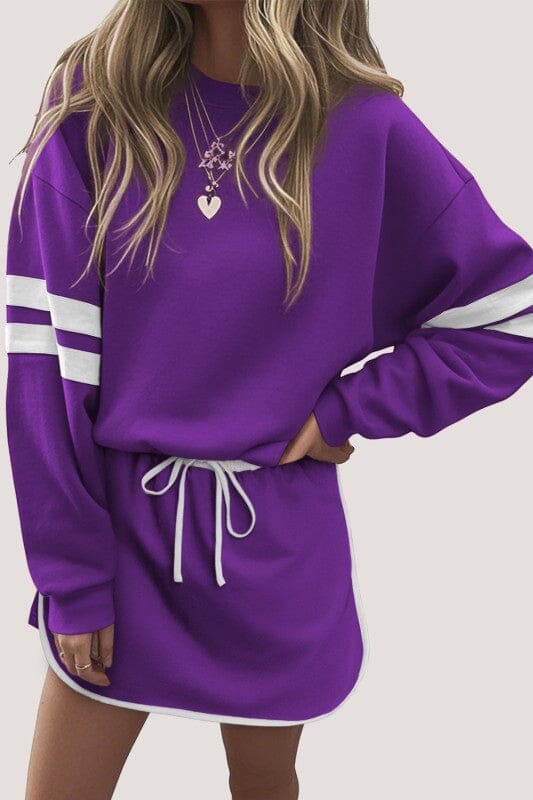 Varsity Striped Skort Set Shewin small Purple 
