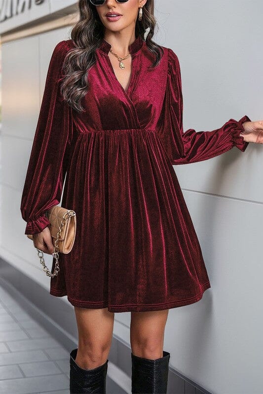 Velvet Crossneck Dress SNAP-Something New And Pretty 