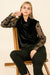 Velvet Drape Neck Top with Mesh Sleeves THML 