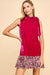 Velvet Tie Neck Dress with Floral Sequin Border TCEC 