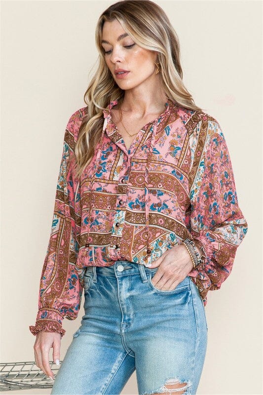 Vintage Floral Button-Up Shewin 