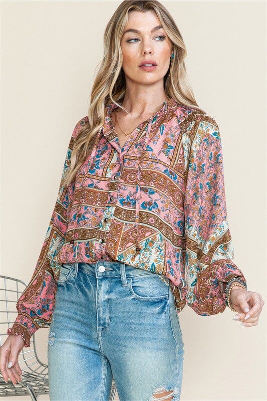 Vintage Floral Button-Up Shewin 