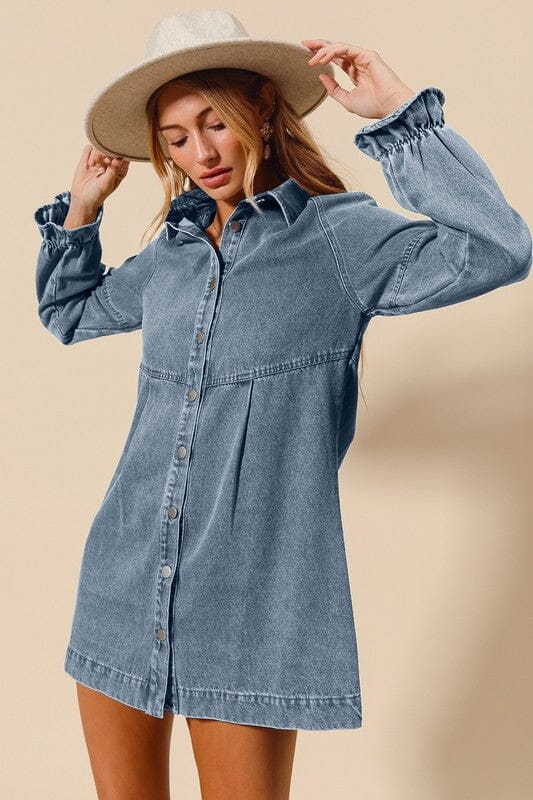 Washed Denim Button Down Dress So Me 