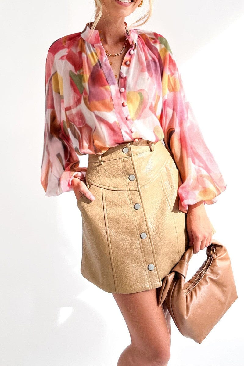 Watercolor Button Up Blouse Mayah Overseas 