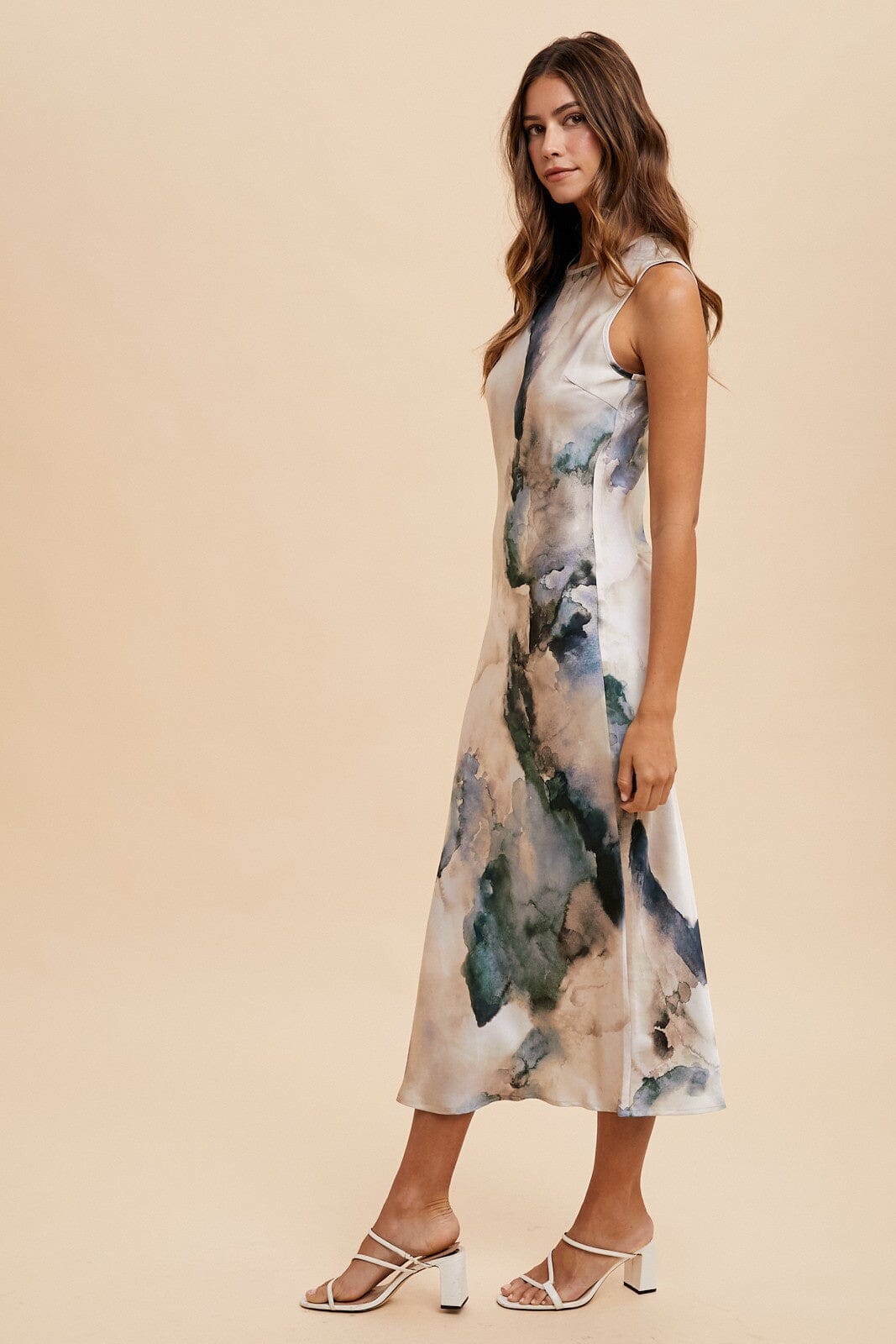 WATERCOLOR PRINTED MIDI DRESS Annie Wear 