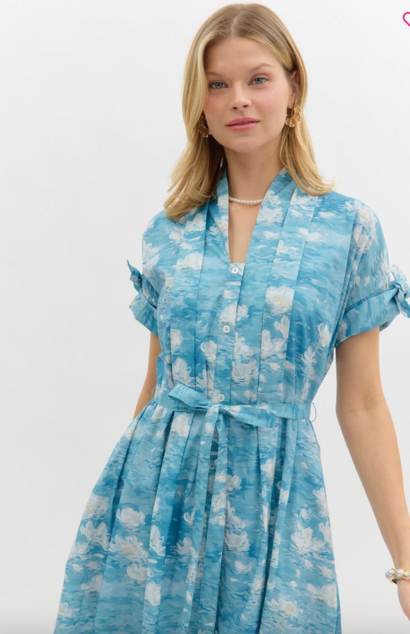 Watercolor Tie Waist Midi entro 