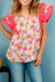 Watercolor Tulip Flutter Sleeve Top Kentce 