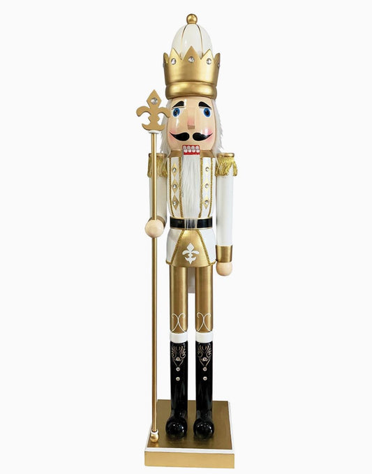 60" White & Gold Nutcracker santa's workshop 
