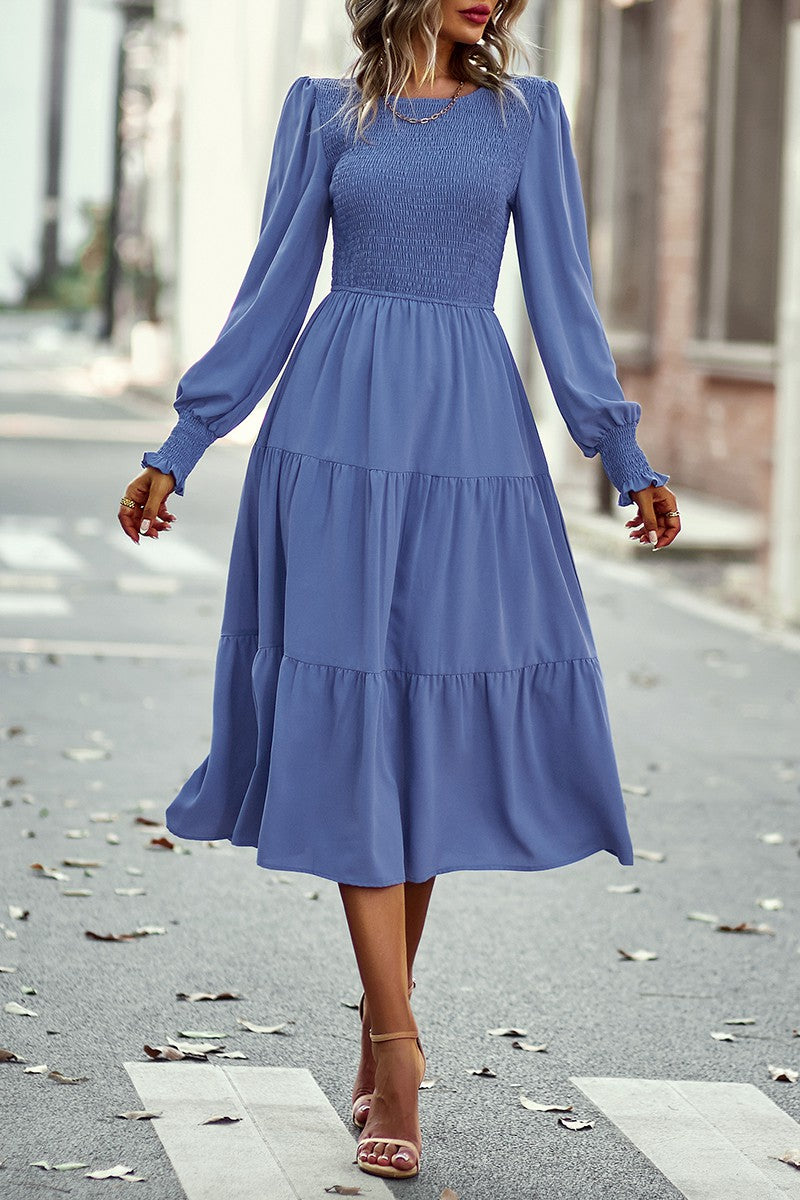 A Line Smocked Chest Dress SNAP-Something New And Pretty A Line Smocked Chest Dress SNAP-Something New And Pretty