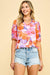 Abstract Floral Printed Top w/ ruffle neck Les Amis 