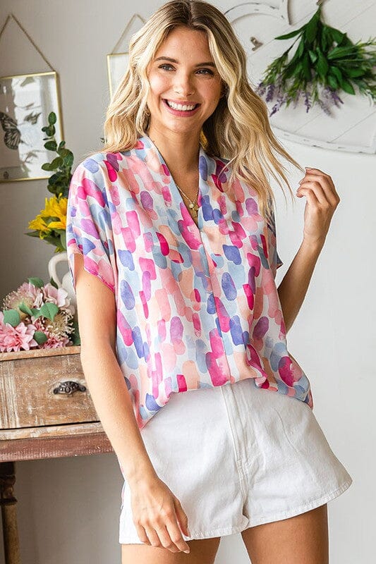 Abstract Print Drop Shoulder Top First Love 
