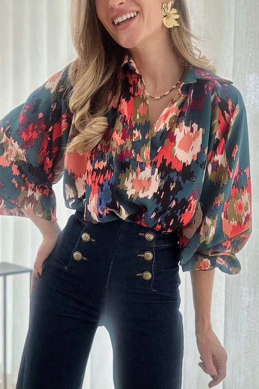 Abstract Print Long Sleeve Top Kentce 