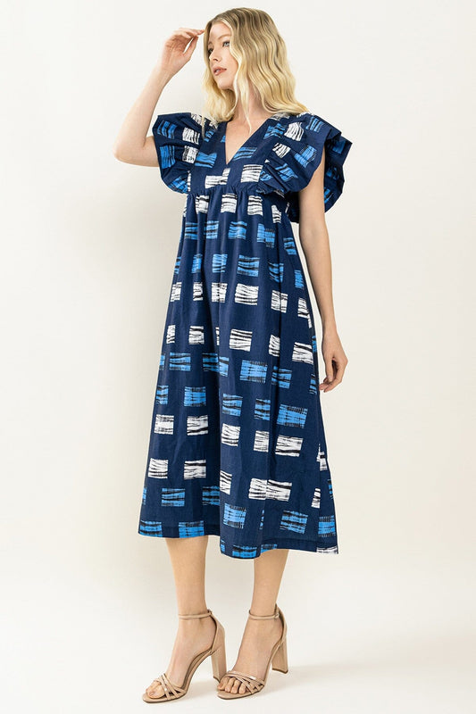 Abstract Print Midi Dress TCEC 