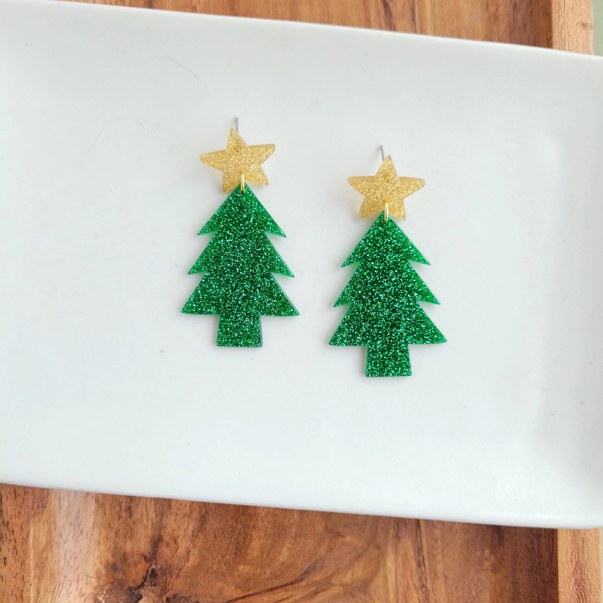 Acrylic Christmas Tree Earrings spiffy and splendid 