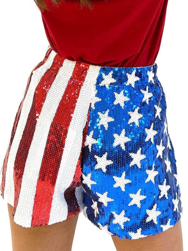 American Flag Sequin Shorts why dress 