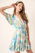Aqua Flower Print Godet Style Dress Mittoshop 