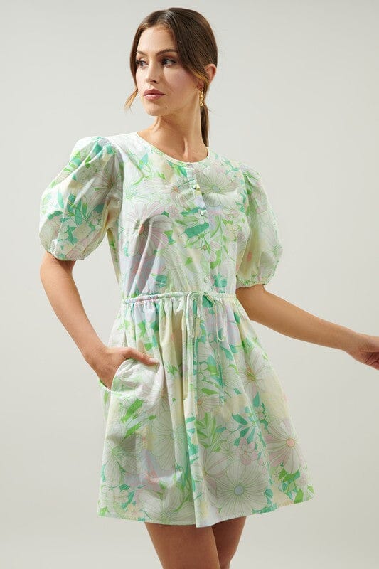 Arrietty Poplin Floral Alba Puff Sleeve Dress Sugarlips 