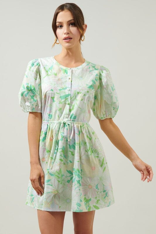 Arrietty Poplin Floral Alba Puff Sleeve Dress Sugarlips 