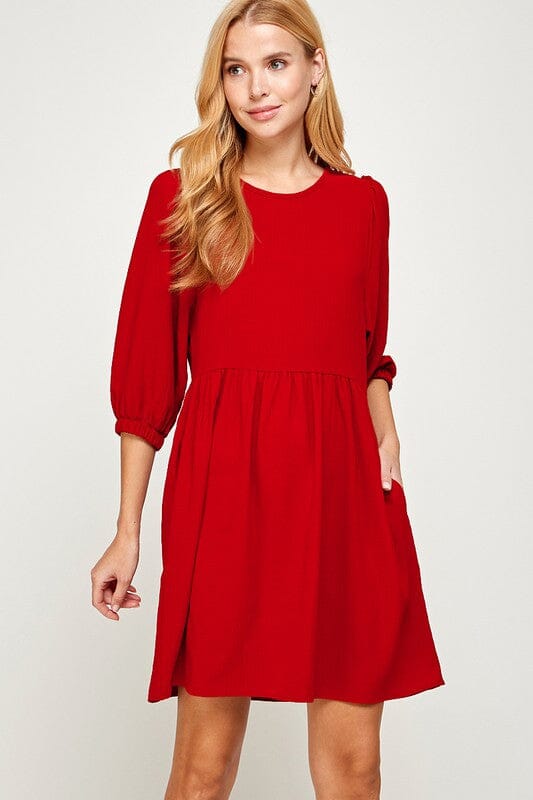 Babydoll 3/4 Balloon Sleeve Dress 2 hearts 