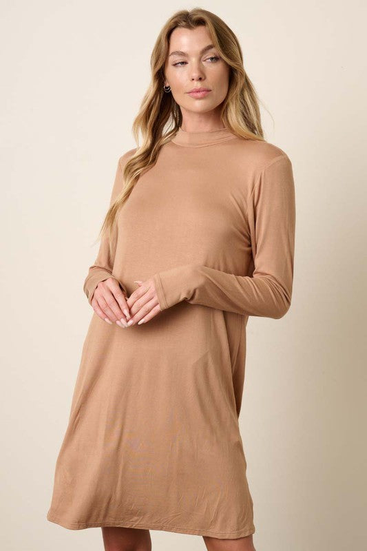 Bamboo Knit Mock Neck Dress Mittoshop 