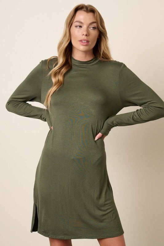 Bamboo Knit Mock Neck Dress Mittoshop 