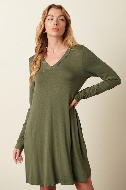 Bamboo V-Neck Knit Dress Mittoshop 