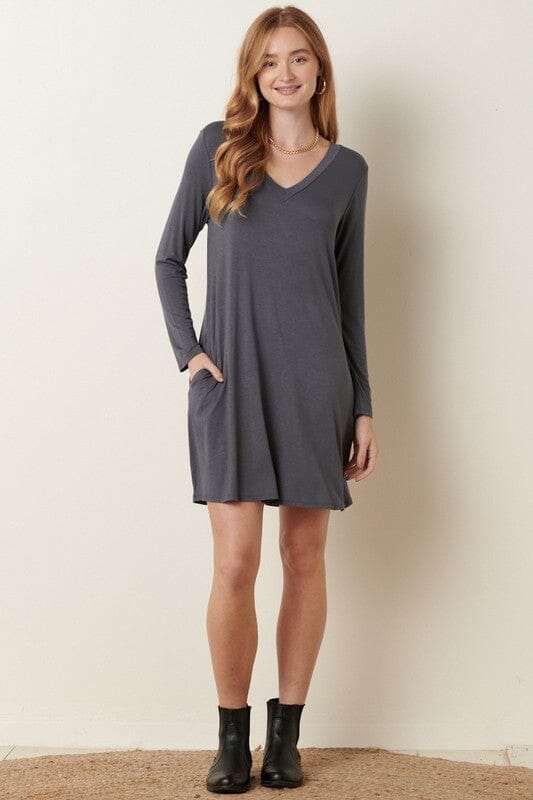 Bamboo V-Neck Knit Dress Mittoshop 