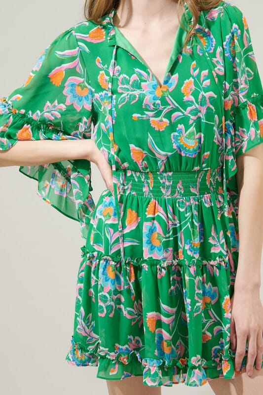 Belize Floral Amorcito Bell Sleeve Dress Sugarlips 