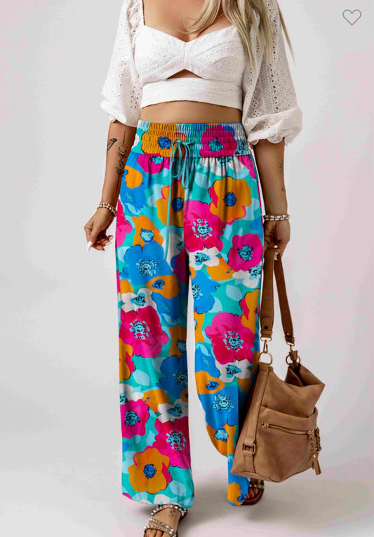 Big Flower Elastic Waist Pant Shewin 