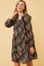 Black and Camel Floral LS Dress Hayden Los Angeles 