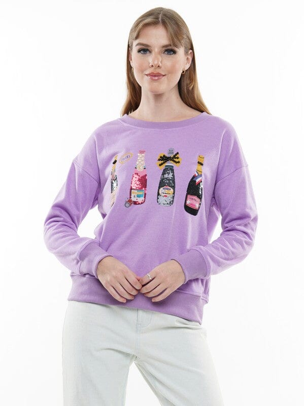 Black and Lavender Champagne Bottle Sweatshirt why dress 