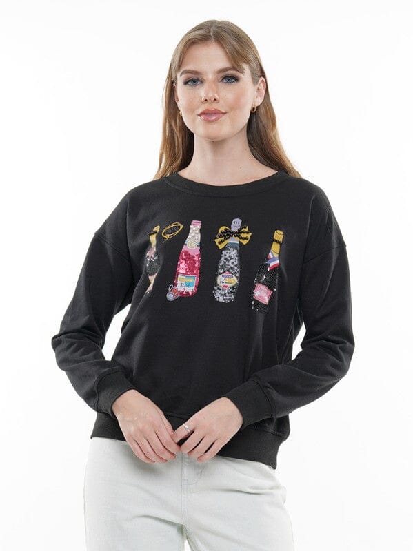 Black and Lavender Champagne Bottle Sweatshirt why dress 