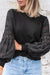 Black Crochet Hollow Lantern Sleeve Blouse Shewin 