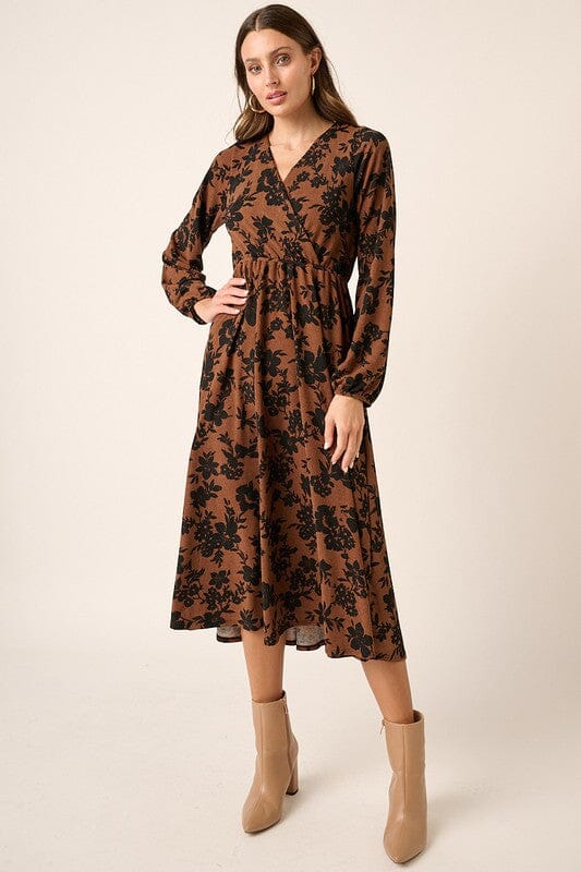 Black Floral Surplice Midi Mittoshop 