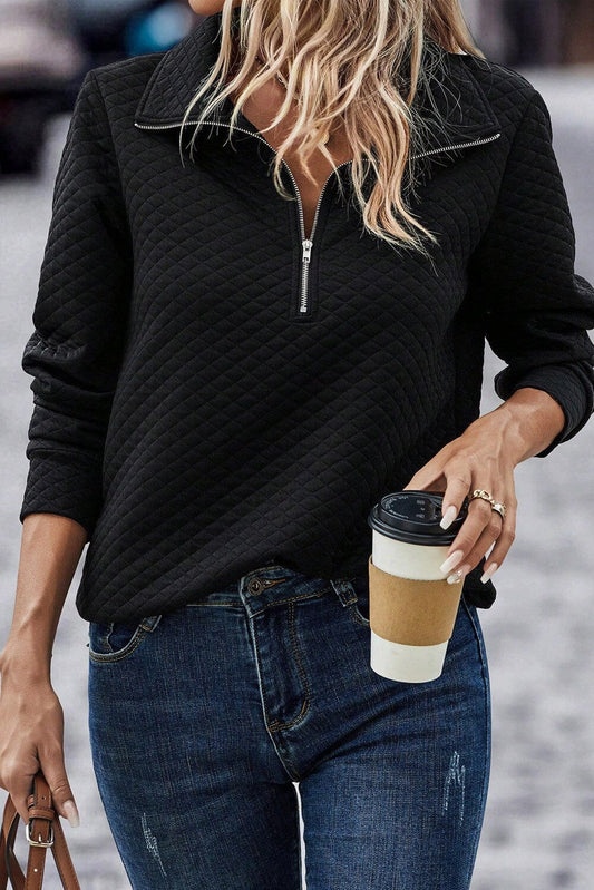 Black Half Zip Sweatshirt Shiying 