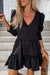 Black Puff Sleeve A-line Dress Shiying 