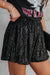 Black Sequin Elastic Waist Shorts sweet lover fashions 